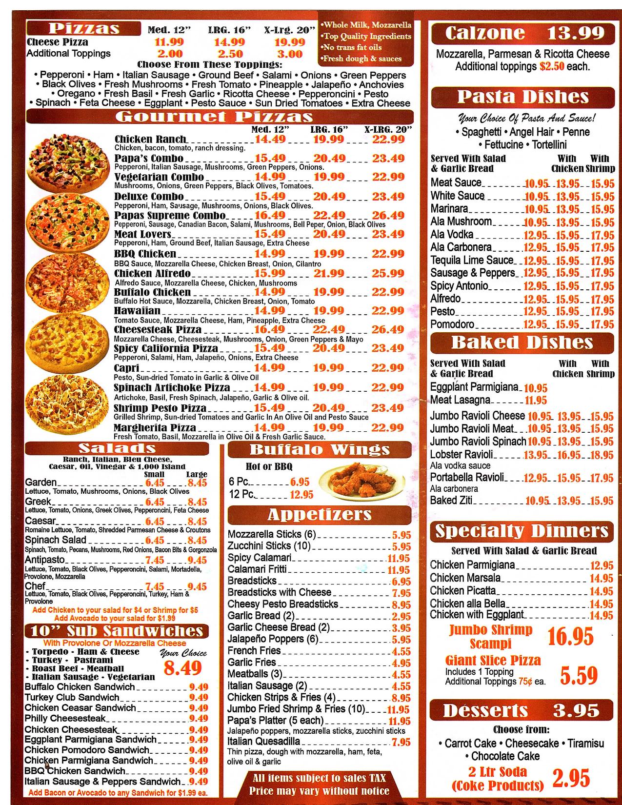 Papa Murphys Menu - wjad2nu